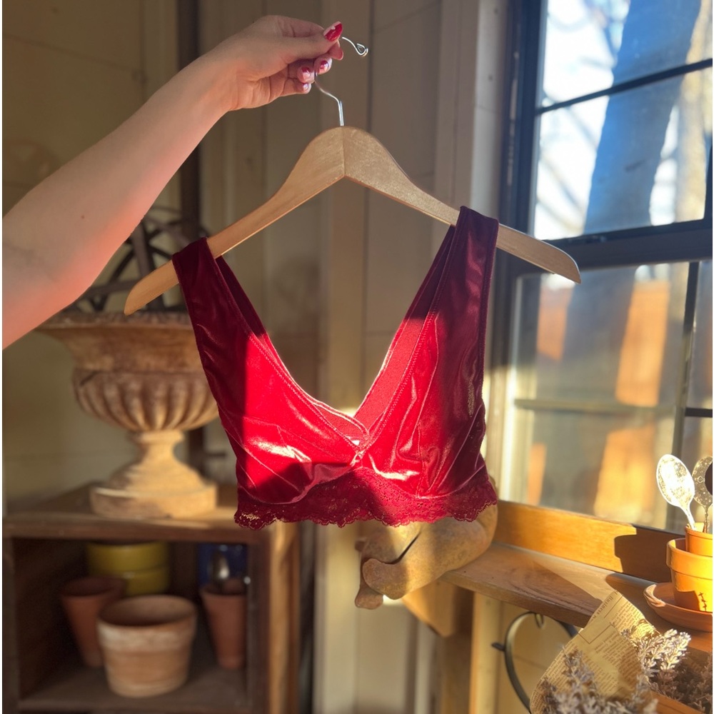 Red Velvet and Lace Bralette